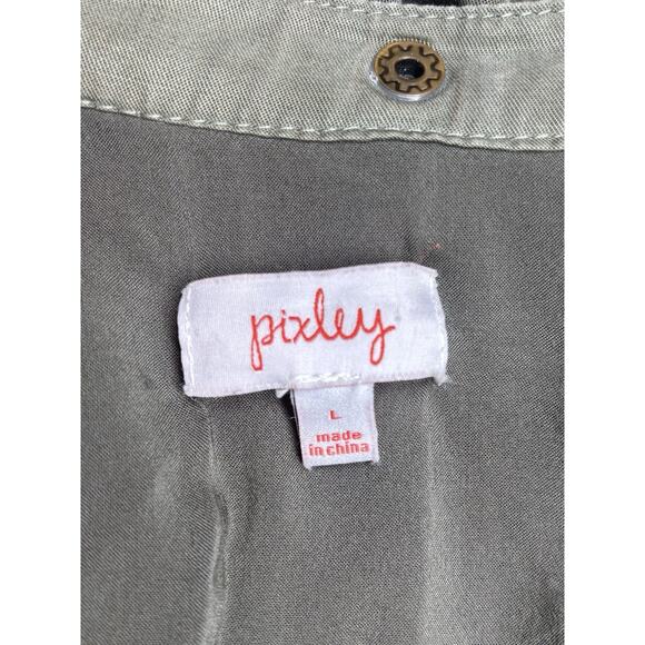 Pixley Lyocell Utility Jacket Olive Green Removable Hood Size L - Picture 5 of 9